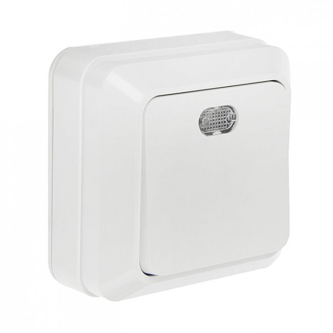 Выключатель 1кл с подсветкой BOLLETO ASD белый накладной 7121